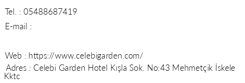 elebi Garden Hotel telefon numaralar, faks, e-mail, posta adresi ve iletiim bilgileri
